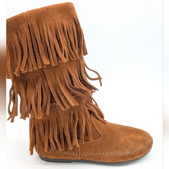 Minnetonka 3 Layer Fridge Brown Slouchy Moccasins Boots Size 8 - Picture 9 of 10